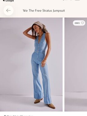 Free People Light Blue Denim Jumpsuit